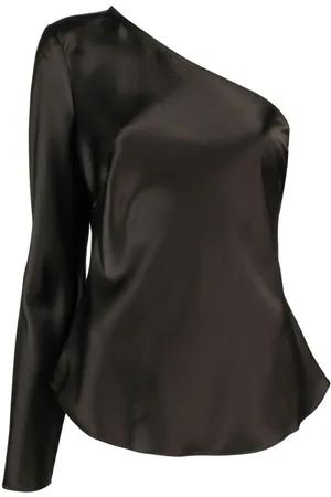 Ralph Lauren Blusa con acabado satinado y hombro descubierto