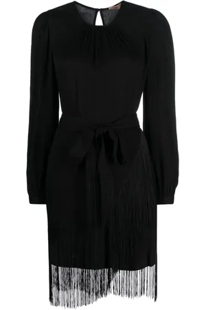 Twin-Set Vestido corto de crepé con flecos