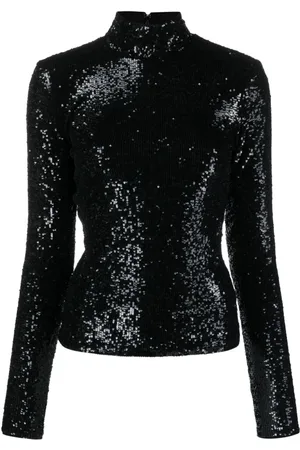 Ralph Lauren Top con lentejuelas y cuello alto