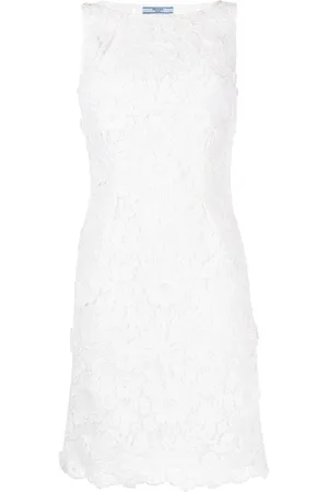 Prada Vestido con bordado inglés y diseño floral