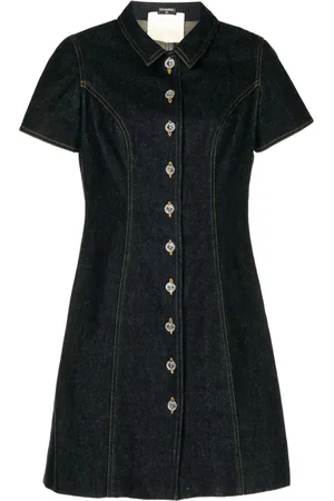 CHANEL Vestido vaquero corto con botones 1990s