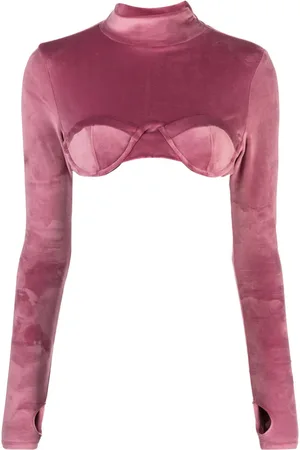 GCDS Blusa corta con cuello alzado