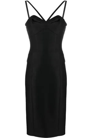 VERSACE Vestido midi con cuello halter