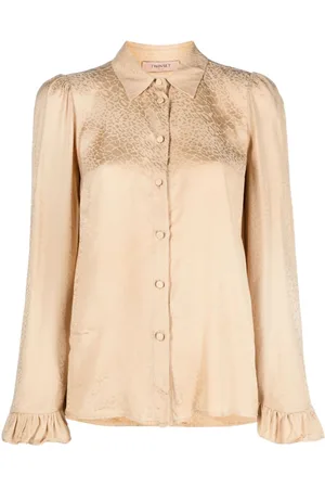 Twin-Set Camisa con animal print y puños con volantes