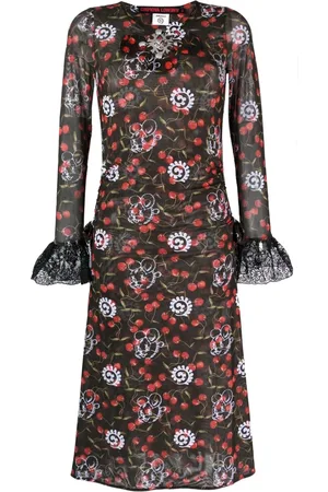 Chopova Lowena Vestido midi Windsucker semitranslúcido