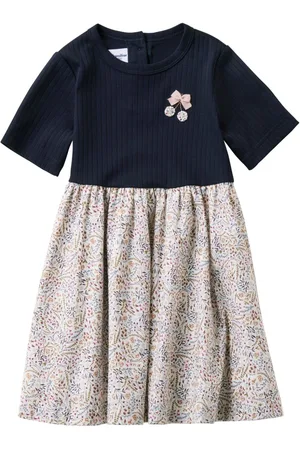 Familiar Vestido con estampado botánico y lazo