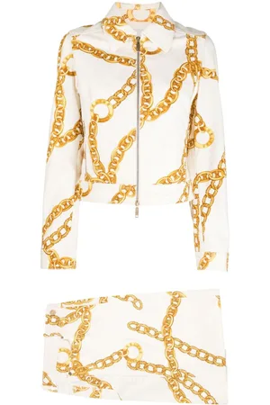 Céline Traje de falda con estampado de cadena 1990-2000