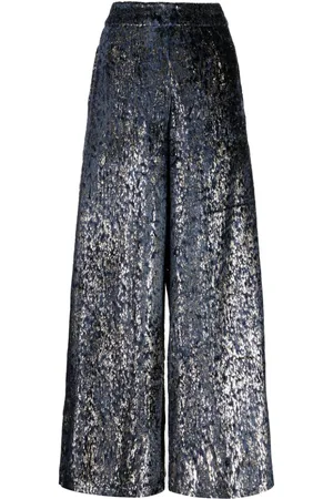 BIYAN Pantalones palazzo con efecto en jacquard
