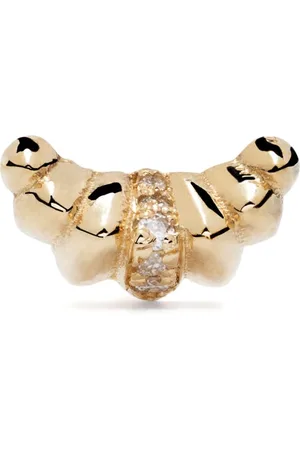 Lizzie Mandler 18kt yellow gold Croissant diamond stud earring