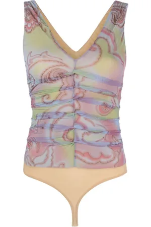 Giorgio Armani Body fruncido con estampado abstracto 2000