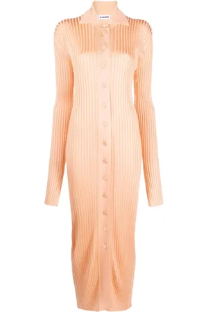 Jil Sander Vestido midi de canalé