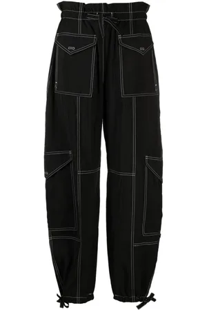 Ganni Pantalones tipo cargo con cintura paperbag