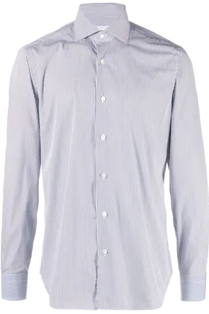 BARBA Camisa con cuello italiano y rayas estampadas