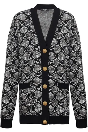 Balmain Cárdigan con efecto de piel de serpiente