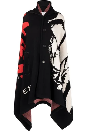 Serafini Intarsia-knit hooded cape