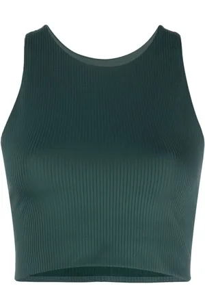 Yoga Basic Top tank deportivo con cremallera media tejido de canalé crop, Moda de Mujer in 2024