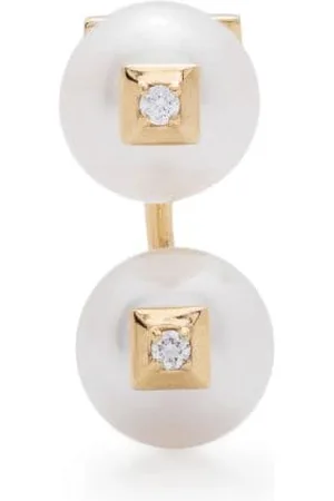 Eera Pendiente Double en oro amarillo de 18kt con perlas y diamantes