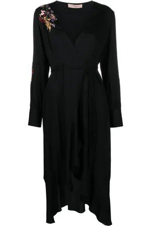 Twin-Set Vestido cruzado con bordado floral