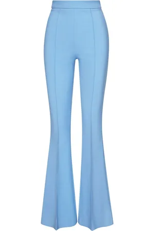 Pantalones Acampanados De Talle Alto En Azul Para Mujeres