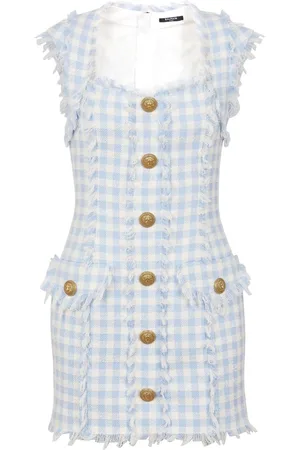 Balmain Vestido corto a cuadros gingham