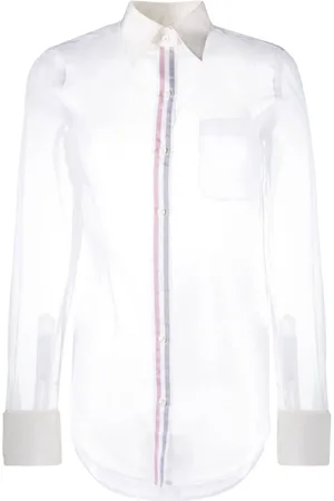 Thom Browne Camisa transparente con solapa RWB