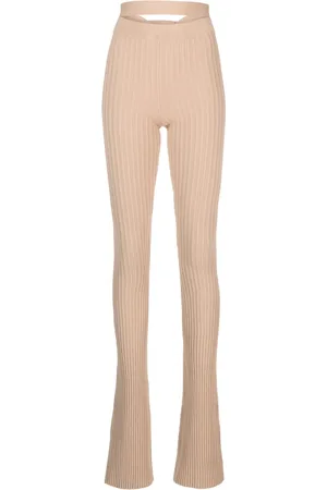 ANDREADAMO Pantalones de canalé de talle alto