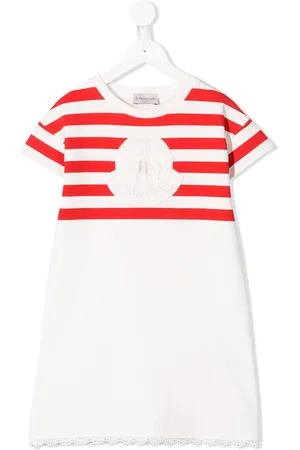 Moncler Vestido estilo camiseta a rayas con logo