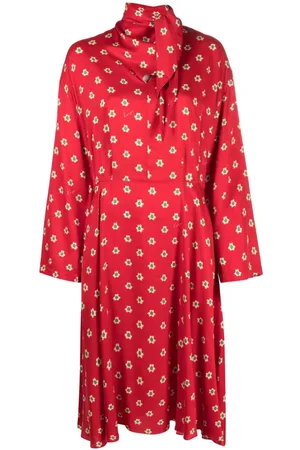 Kenzo Vestido midi Teddy Flower con pliegues
