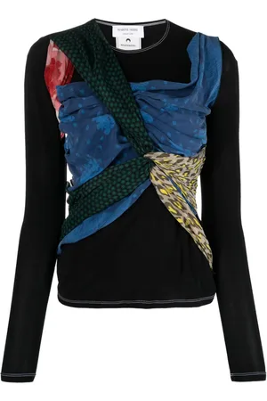 Marine Serre Top drapeado con estampado de pañuelo