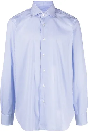 BARBA Camisa con cuello italiano y rayas estampadas