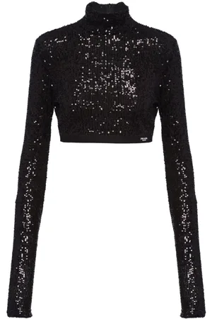 Prada Top corto con lentejuelas