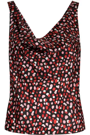 Cynthia Rowley Top sin mangas con cuello desbocado