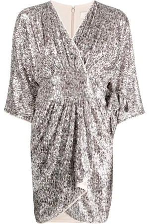 Diane von Furstenberg Vestido corto con diseño cruzado y detalle de lentejuelas