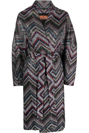 Missoni Abrigo con lentejuelas y cinturón