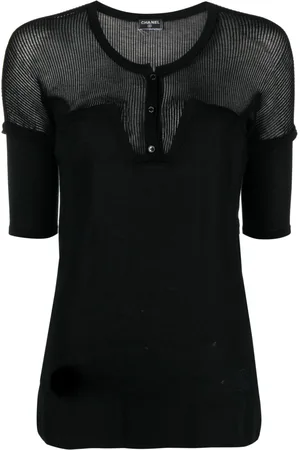 CHANEL Top con panel semitranslúcido 2000