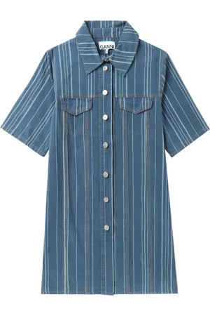 Ganni Vestido corto vaquero a rayas