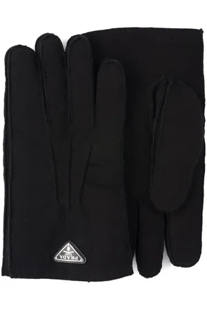 Prada Guantes de ante con logo triangular