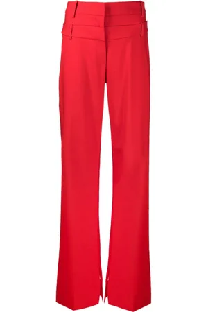 DAVID KOMA Pantalones anchos con cintura doble