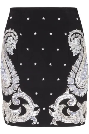 Balmain Minifalda con bordado de cachemira