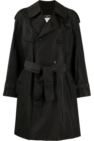 CHANEL 1980s CC-buttons double-breasted trench coat