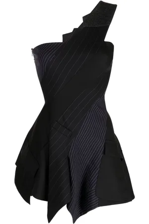 MONSE Vestido asimétrico a rayas diplomáticas