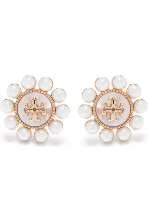 Tory Burch Pendientes Kira Flower con perla