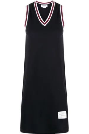 Thom Browne Vestido corto de piqué con rayas RWB
