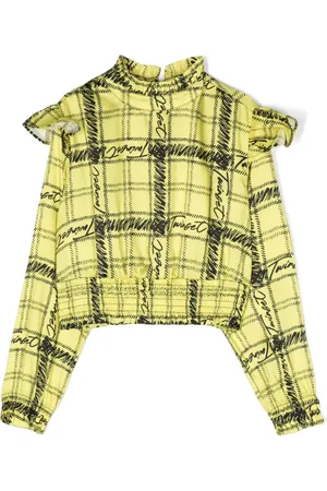 Twin-Set Blusa a cuadros con logo estampado