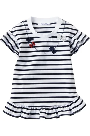 Familiar Camiseta a rayas con detalle de lazos