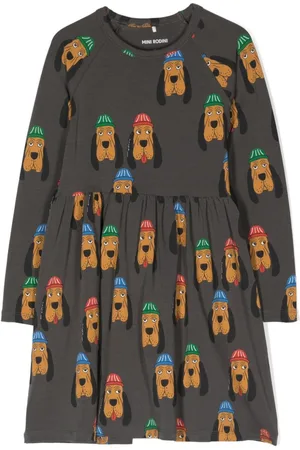 Mini Rodini Vestido midi con estampado de perro
