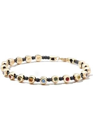 LUIS MORAIS Pulsera de cuentas en oro amarillo de 14kt con zafiro