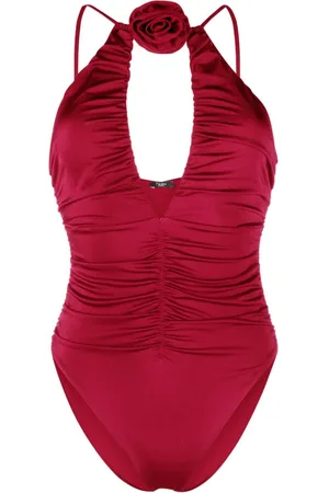 Noire Swimwear Bañador fruncido con apliques florales