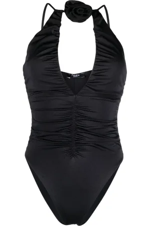 Noire Swimwear Bañador fruncido con apliques florales