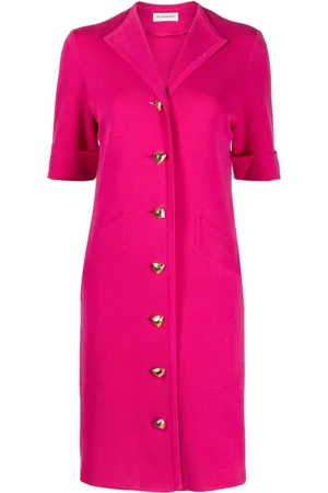 Saint Laurent Vestido midi de manga corta